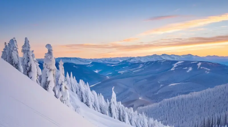 Un paisaje invernal de montañas cubiertas de nieve, esquiadores en coloridos trajes y cabañas acogedoras bajo un cielo azul