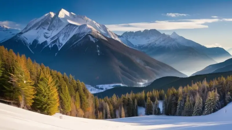 Un paisaje invernal de montañas nevadas