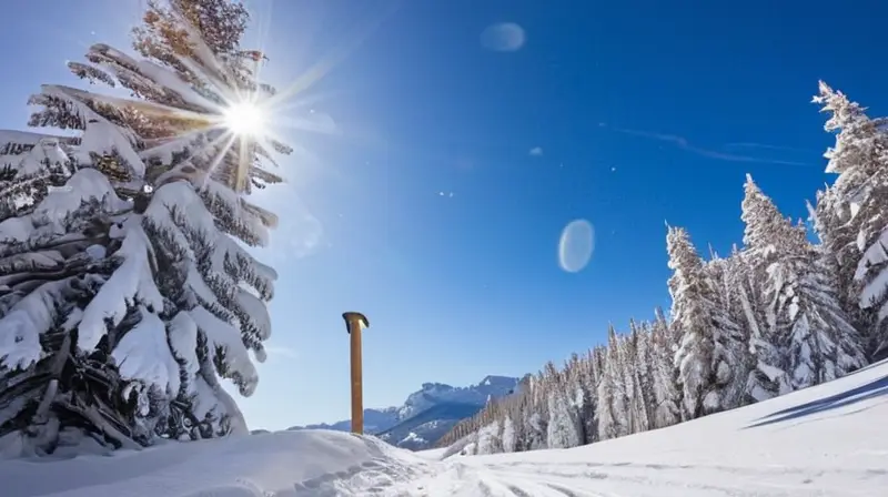 Un paisaje invernal vibrante con esquiadores en pendientes nevadas bajo un cielo azul