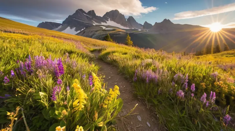 Un paisaje alpino vibrante con prados verdes