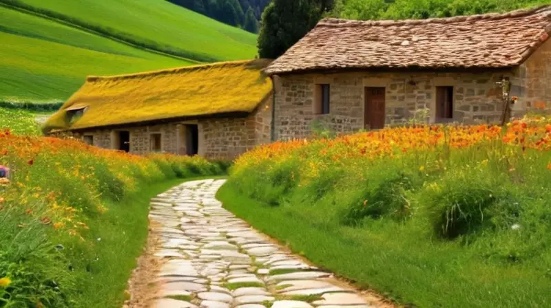 Un valle soleado con colinas verdes, montañas, pueblos pintorescos y una atmósfera rural acogedora