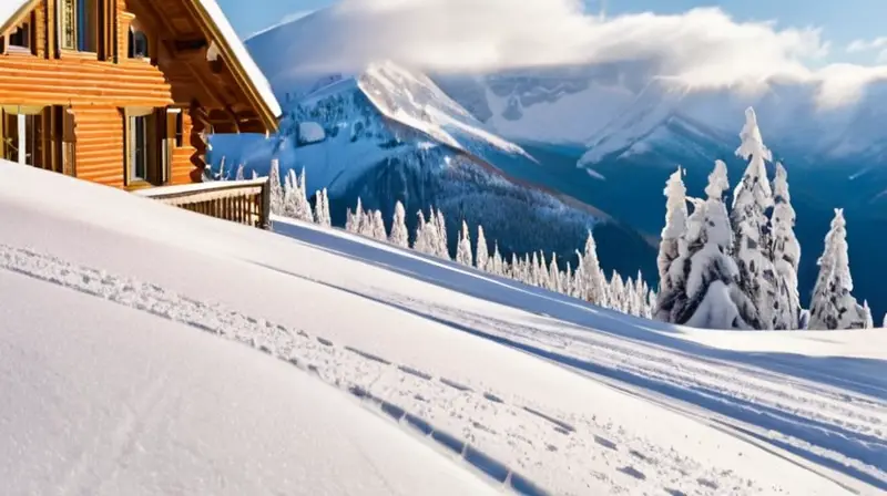 Un paisaje alpino de esquí con nieve brillante