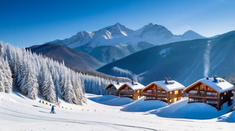 Un paisaje invernal idílico con montañas nevadas