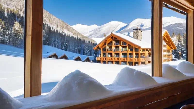 Un acogedor hotel de madera en un paisaje nevado