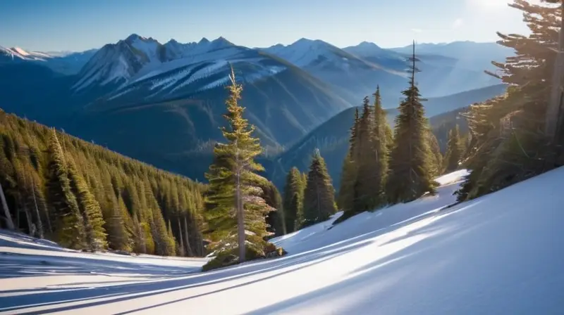 Un paisaje montañoso nevado con esquiadores coloridos