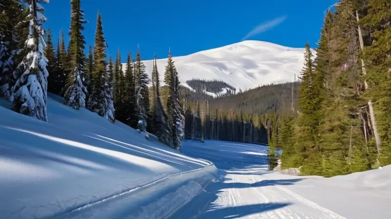 Un paisaje nevado con esquiadores en un ambiente sereno y soleado