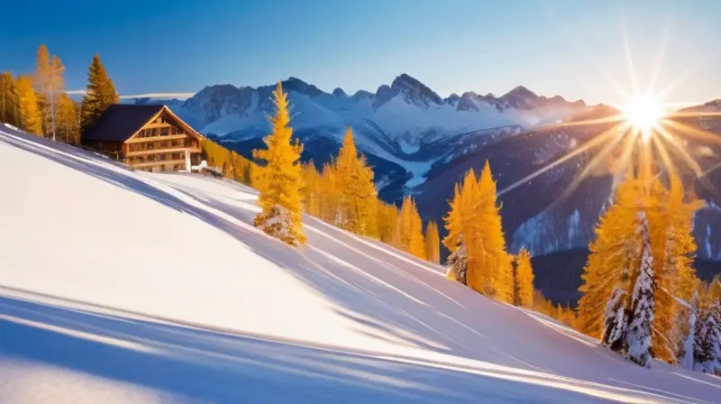 Un paisaje invernal idílico con montañas nevadas