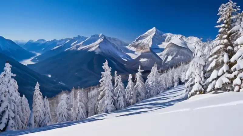 Un paisaje invernal majestuoso con montañas nevadas