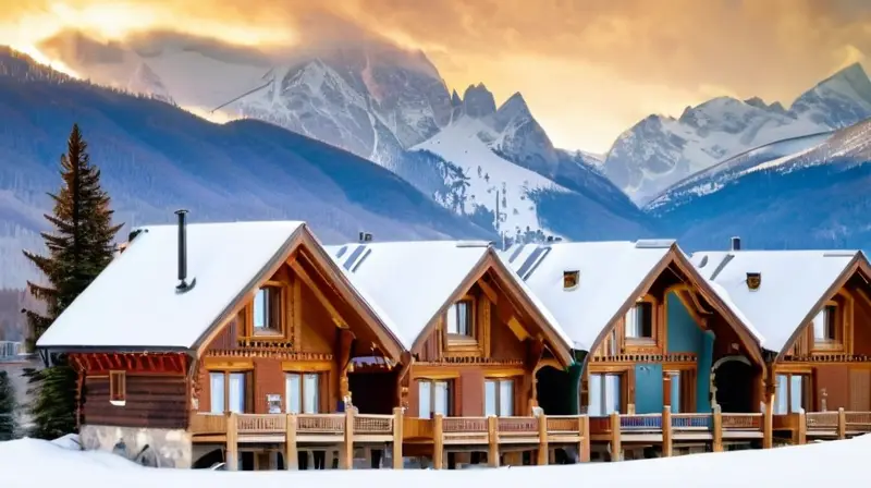 Un paisaje alpino invernal lleno de familias felices