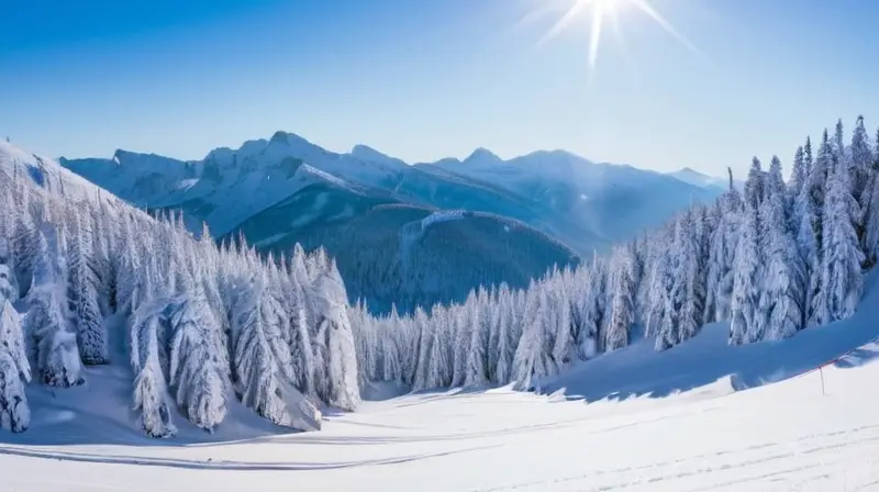 Un paisaje invernal con montañas nevadas