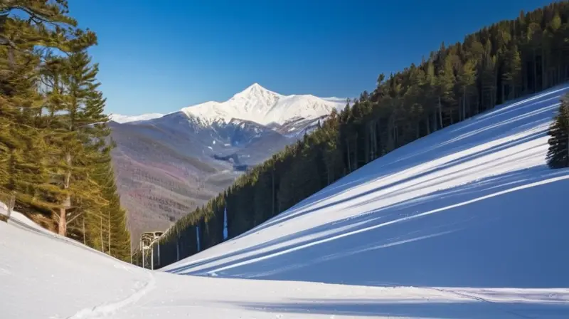 Un paisaje invernal vibrante con esquiadores, montañas cubiertas de nieve y acogedoras cabañas