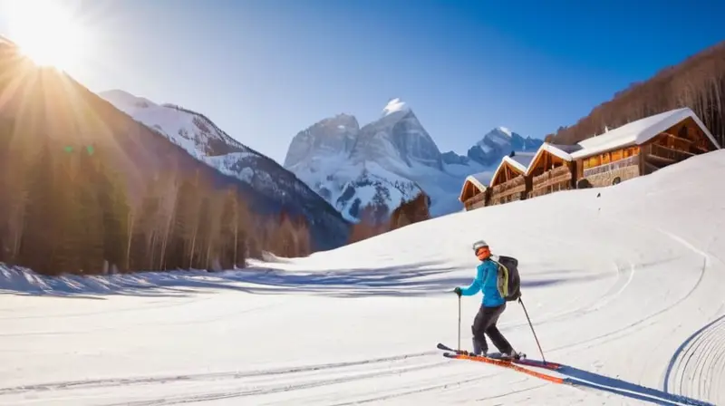 Un paisaje invernal vibrante con montañas cubiertas de nieve