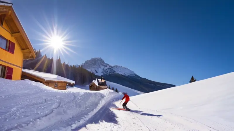 Un paisaje invernal vibrante con familias esquiando en pendientes cubiertas de nieve