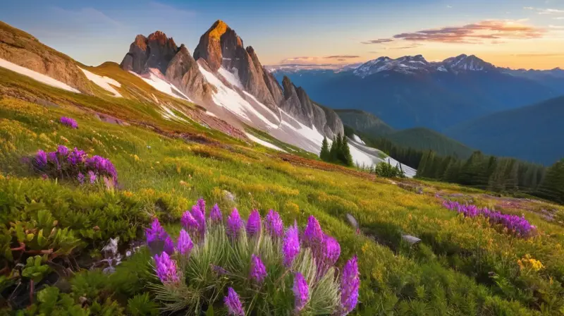 Un paisaje alpino vibrante con prados verdes