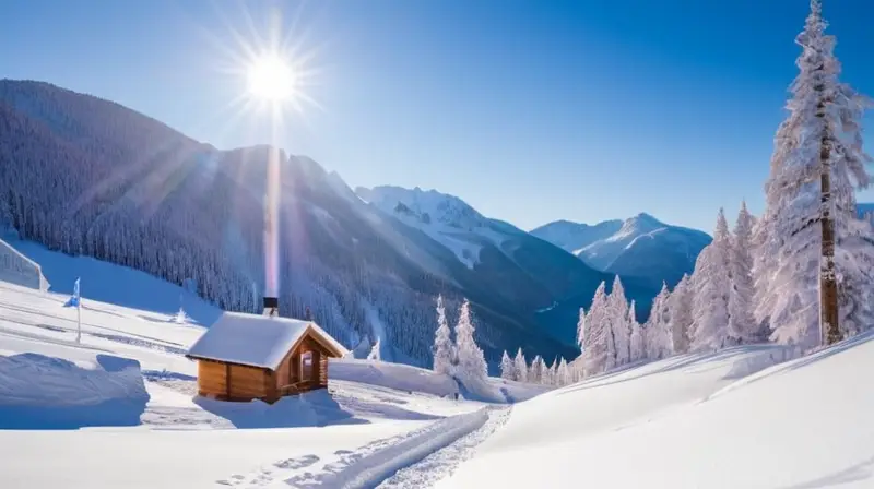 Un paisaje invernal sereno con montañas nevadas