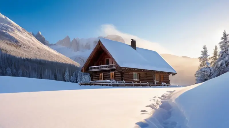 Un paisaje invernal sereno con montañas cubiertas de nieve