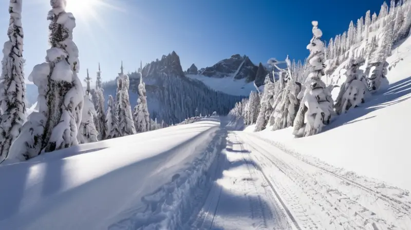 Una escena caótica en las montañas cubiertas de nieve