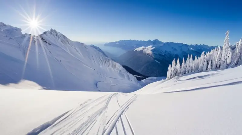 Un paisaje alpino cubierto de nieve con esquiadores