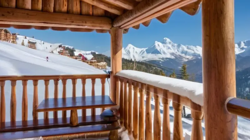 Un paisaje invernal idílico con montañas nevadas, chalets acogedores, esquiadores en acción y un ambiente cálido y festivo